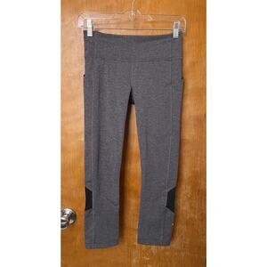 Lululemon Pace Rival Crop Leggings Heathered Gray Black Size 4 Pockets Running